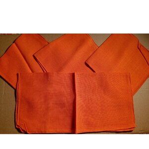 Cloth Napkins Orange Set Of 4 Folded 5 3/4  X  5 3/4 Unfolded 11 X 11 No Tags